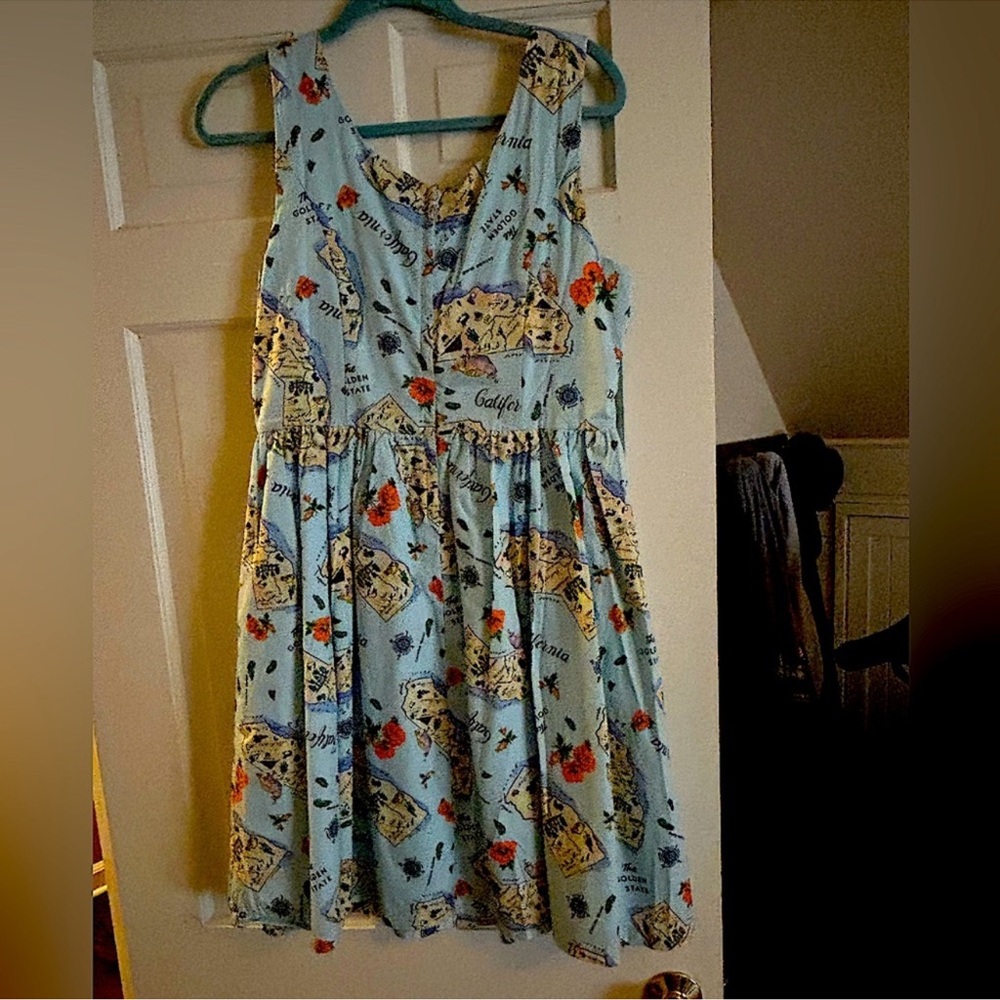 Modcloth Sky Blue California Map Pockets Mini Dress - Picture 3 of 5